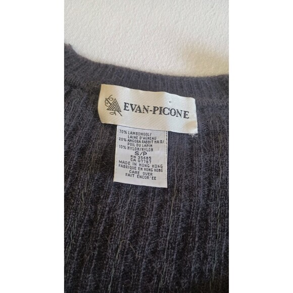 Vintage Evan Picone Sequin Cardigan Sweater Angora Lambswool Blue Women’s S - Picture 7 of 8